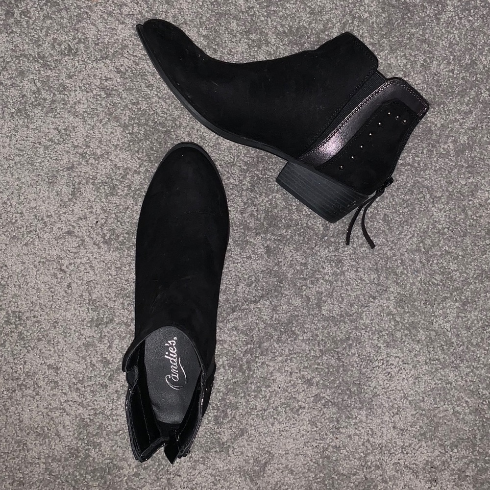 Black studded zip up ankle booties